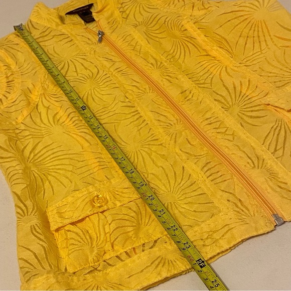 Multiples Women Sheer Zip Up Size S Top/Jacket Cover Up Yellow Roll Tab Sleeves - Picture 12 of 12
